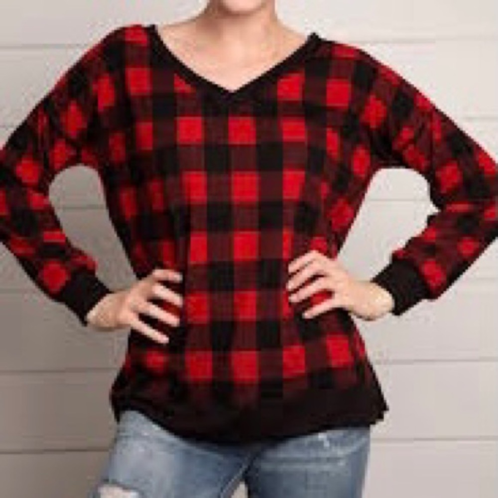 NWT Sew In Love Buffalo plaid top size S